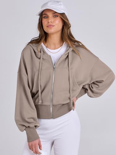 ANRABESS Women's Zip Up Hoodies Cropped Sweatshirts Casual Zip Jackets 2025 Fashion Trendy Spring Outfits - Image 3