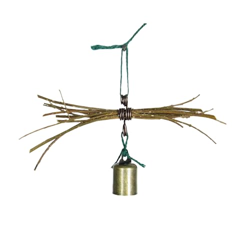 Small Rustic Sheaf of Twigs Witch's Bell w/Green Twine, Handmade, Wiccan Pagan Magical Door Home Decor Protection Altar Cleansing Wall Hanging Decoration