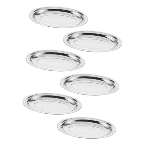 NIYANGLE 6 Piezas Bandeja Acero Inoxidable Sizzle Platter Resistente para Pescado Sushi Carnes y Postres Uso Diario y Ocasiones Especiales