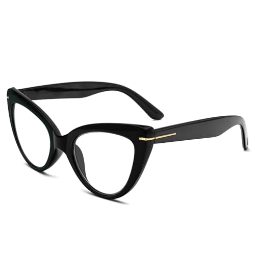 KoKoBin Large Cat Eye Reading Glasses Women's Anti-Blue Light Glasses Fashion and Comfortable Cat's Eye Computer Reader (Black, +2.5)