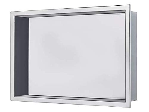 Sōl Elements – Chrome Niche/Insert | 19.25x13.25 | Stainless Steel | Bathroom- Shower -Laundry | No Tiling | Integrated Slope - Drains Water | Quick/Easy Install-Maintain