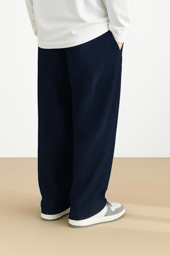 Image of INKKR Men's Polyester Causal Lightweight Elastic Waist with Drawstring Comfortable Loose Fit Trouser Pant