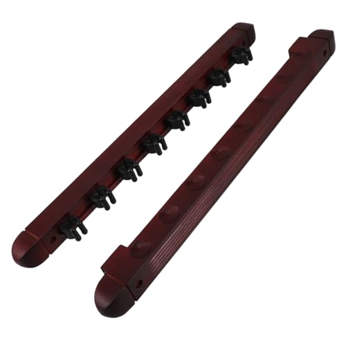 BESTonZON 1Set Wooden Billiard Cue Mounted Cue Display for Pool Sticks Durable Solid Wood Construction Elegant Roman Design for Game Rooms and Living Spaces
