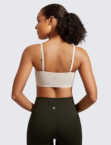 Image of CRZ YOGA Butterluxe Thin Strap Sports Bra | Light Support, Removable Pads, Yoga, Extremely Soft, Square Neck, Adjustable Back, for Women