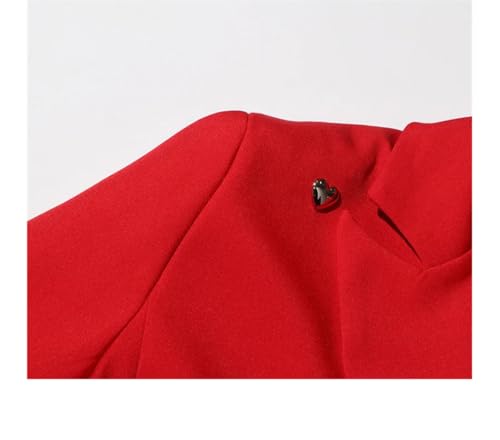 Blazer décontracté avec décoration d'amour rouge veste de printemps ample noire