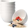 NUTRIUPS Deep Cereal Bowls, 5.5x3.5in 750ml Soup Bowl, Ceramic Large Bowls for Oatmeal, Salad, White Bowl Set of 6, Dishwasher & Oven Safe, Microwavable