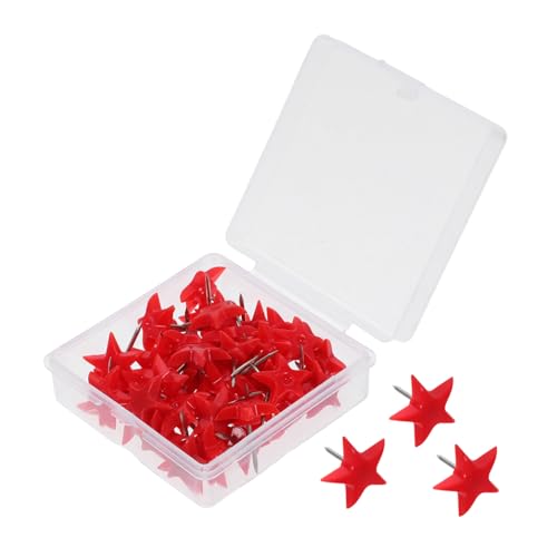 HYTROVE 50 Piezas Tachuelas Decorativas De Estrellas Alfileres De Ropa Alfileres Lindo Chinchetas Estrella Lindas Tachuelas Pasador De Metal Tachuelas De Pulgar Suaves El Plastico Rojo