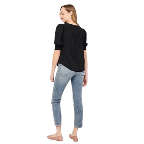 Joie Womens Women's Karemele Short Sleeve Top-100% Silk Blouse for Everyday Wear Karamele Top, Caviar, Small4