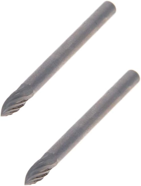 Auniwaig Rotary Files, 3mm Dia,Single Tungsten Steel Alloy 1/8" Shank Top Toothed Cut Conical Shape Rotary Burrs Tool for Die Grinder Drill Bit Wood Soft Metal Carving Polishing 2PCS