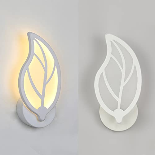 KRIPINC 12W Acrylic Leaf Shaped White LED Wall Light, Simple Modern Wall Sconce for Living Room Kids Bedroom, Bedside - Image 3
