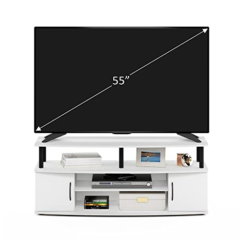 Image of Furinno Jaya Entertainment Center Stand Unit /TV Desk for up to 55 inch, White /Black