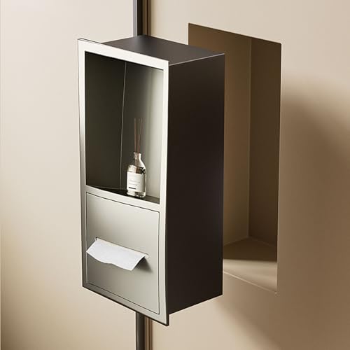 Niche de douche en acier inoxydable brossé : étagère murale encastrée haut de gamme