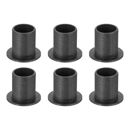 uxcell 6Pcs Flanged Sleeve Bearing, Plastic Bushing ID 10mm x OD 12mm x Length 15mm POM Bushing, Black