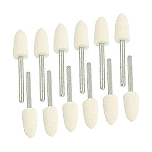Haobase 12Pcs Mandrel Mounted White Conical Felt Point Polishing Tool