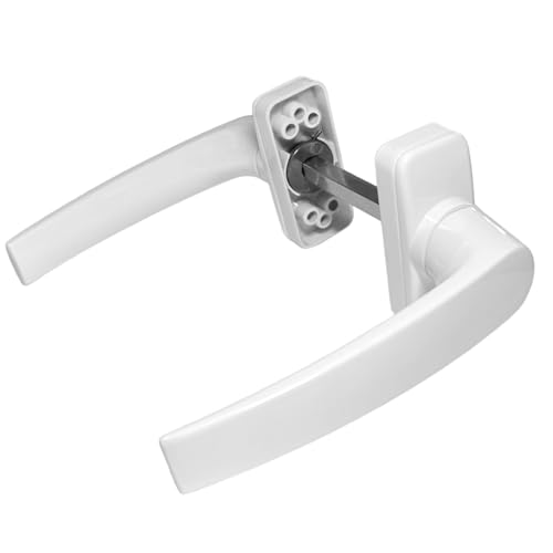 Sivenci - Juego de Manillas de Aluminio Para Puertas | Manilla de Roseta | Escudo rectangular | Cuadradillo de 8 mm | Manivela Reversible | Lacado Blanco