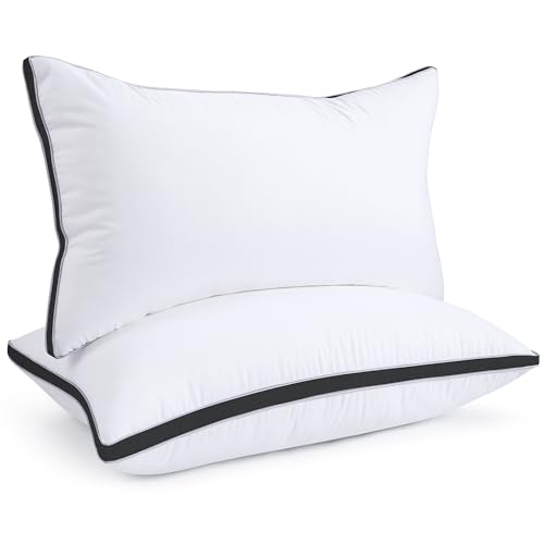 Image of viewstar King Size Pillows Set of 2, Firm Support Bedding, Black | Down Alternative, Gusseted, Hotel Quality, Fluffy Plump Filling, Oeko-Tex Certified, Machine Washable, for Side Sleepers