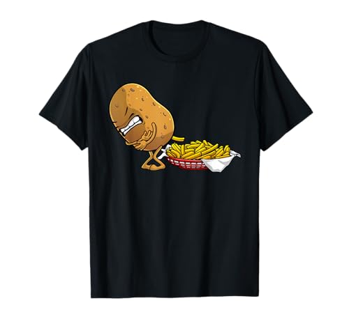 Funny French Fries Designs for Men Women Potato Food Eaters T-Shirt Small