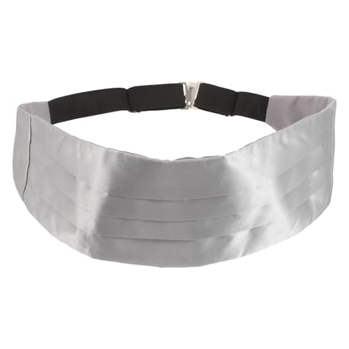 Alasum Fajín para Hombre de Satén Plata Diseño Plisado, Ajustable y Ligero para Cenas de Negocios y Fiestas Formales