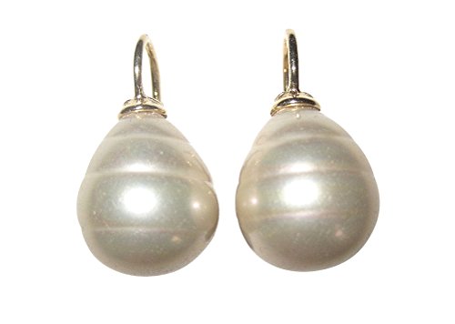 Perlen-Ohrringe champagner-farben Ohr-Hänger Barockglas-Perle Bügel Sterling-Silber vergoldet elegant Braut Hochzeit Geschenk Heide Heinzendorff