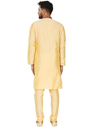 Image of SKAVIJ Men's Art Silk Embroidered Kurta Pajama Set Woven Design Festive Party Dress