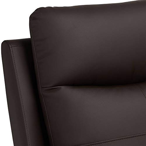 Elm Lane Newport Dark Brown Faux Leather Recliner Chair Modern Armchair Comfortable Push Manual Reclining Footrest Adjustable Upholstered Bedroom Living Room Reading Home Relax Office #TOP2
