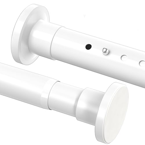 WELDUN Vorhangstange ohne Bohren 98-150cm Gardinenstange ohne Bohren Φ32mm Duschvorhangstange inkl 2 Wandsockel Metall Teleskopstange Spannstange Klemmstange für Badezimmer und Fenster Weiß