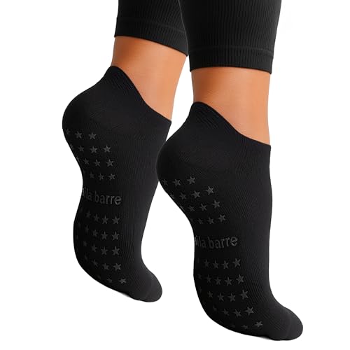 PILA-BARRE Women’s Low Grip Socks – Non Slip for Barre Yoga Pilates (Black)