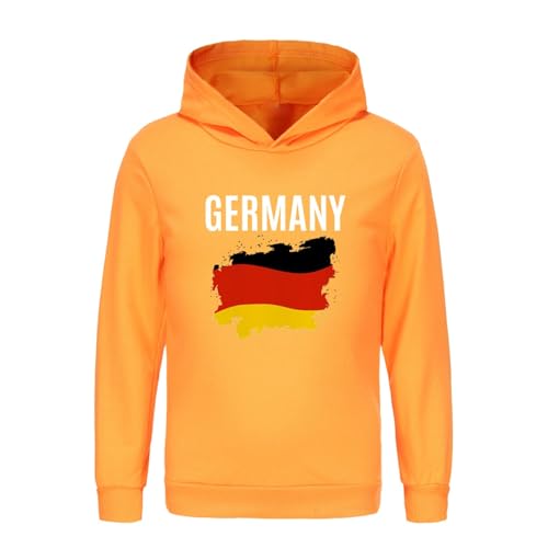 Children Long Sleeve Hooded Sweatshirts Boys Girls German English Print Hoodies Pullover Tops (Orange, 5-6 Years)