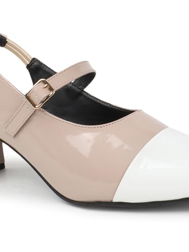 Image of TRYME Women Mary Jane Block Heels | Single Strap Round Toe Pumps | Comfortable Chunky Heel Shoes | Stylish Formal Casual Office Party Footwear