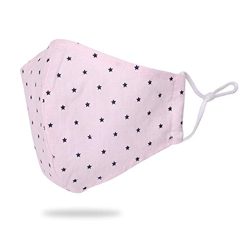 Trimming Shop Reusable Face Mask Washable Face Covering Bandana Face Mask, 3 Layer Cotton Face Mask Breathable Fashion Face Mask for Protection Against Pollution, Light Pink & Black, 1pc