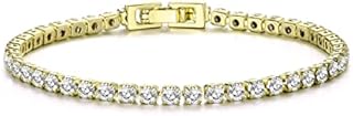 Philip Jones Gold Plated 3mm Tennis Bracelet Created with Zircondia® Crystals