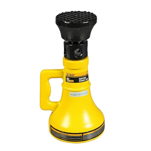 YELLOW JACKET 5 Ton Professional Car Support Screw Jack for House Construction Bridge Stabilization Yellow (10 000 LBs)
