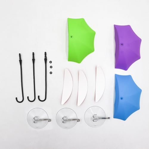Image of 3 Pack Plastic Umbrella Decorations with Suction Cups, Frog Habitat Platform, Reptile Decorations for Terrarium, Frog Tank Accessories, Terrarium Decor for Tree Frog, African Dwarf Frog, Toad