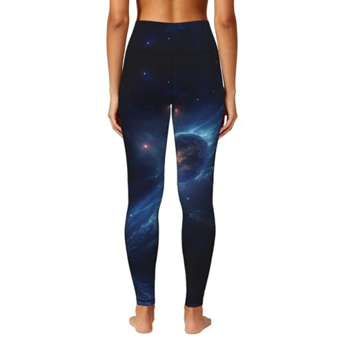 Leggings con estampado de sistema solar para mujer con bolsillos prácticos para entrenamiento 4