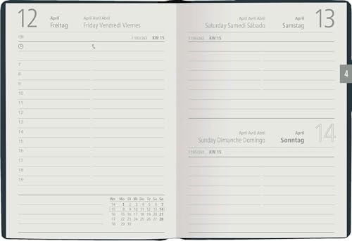 Pocket Calendar Turquoise 2024, Office Calendar 10.2 x 14.2-1 Day on 1 Page, Robust Cardboard Cover, Hour Division 7-19 Clock - Image 2