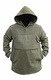 C.H. KADEL Spartan Wool OD Anorak Jacket With Hood - 80% Wool Construction, Hand-Warmer Pocket- Size XL
