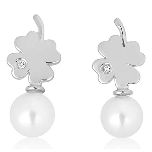 CELYCASY Mille Amori damörhängen 9 karat (375) vitguld diamant 0,01 karat – pärlor 6,0–6,5 mm – Joy Collection