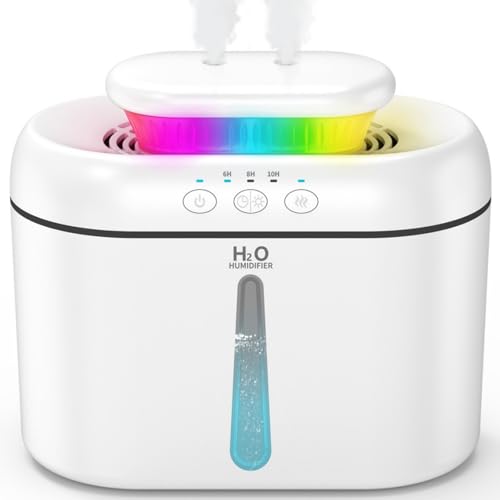 Humidificador de 2 L de vapor frío con boquilla bidireccional, temporizador, apagado automático y luz nocturna. Ideal para niños, plantas y uso doméstico