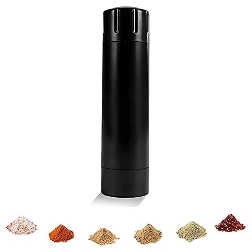 2021 Nueva actualización Cañón de pimienta, molinillo de sal y pimienta ajustable Grueso y fino,molinillo manual negro recargable,molienda fina Cuerpo de botella de plástico esmerilado