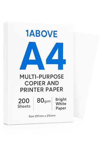 1ABOVE A4 Multi-Purpose Copier and Printer Paper - 200 Sheets, 80gsm Bright White Paper - Size 297mm x 210mm (1)