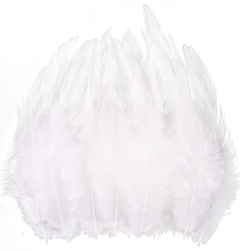 Feathers for Crafting 240pcs 5-7inch White Craft Rooster Feathers Saddle Hackle Feather Bulk Feathers for Wedding Home Party Dream Catcher Supplies and DIY Crafts