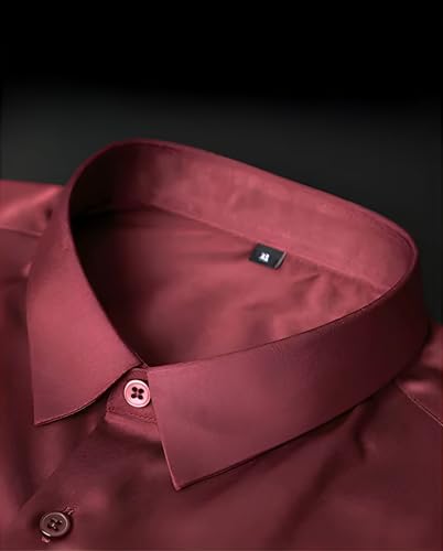 Image of Men's Satin Solid Full Sleeves Regular Fit Shirt