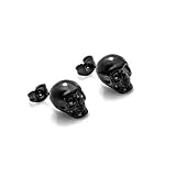 Xusamss Punk Jewelry Stainless Steel Skull Head Stud Earrings