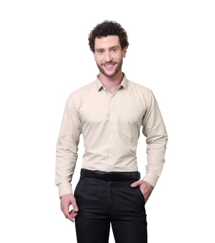 Image of CONTRARY Men's Pure Cotton Solid Stylish Casual & Formal Wear Shirt | Stylish Regular Fit Full Sleeve Comfortable Office Party Trendy Shirt - Multi Color