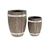 Pure Garden Plant Pots Lightweight Fiber Clay Whiskey Barrel Planter Flower Pots 13 and 94 Dia Large Outdoor Planters Plant Pot Set of 2