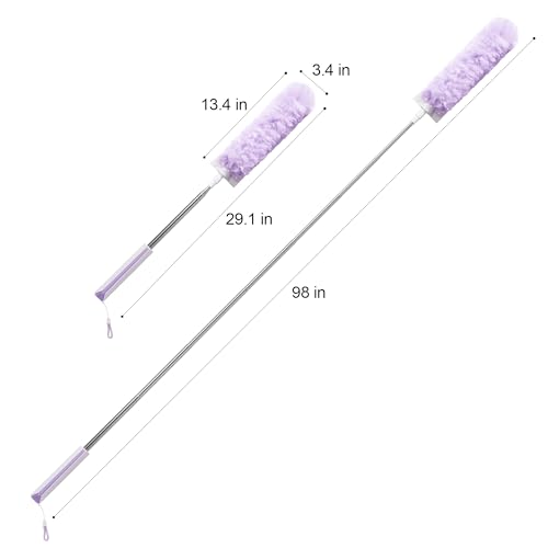 JOYMOOP Ceiling Fan Cleaner Duster and Cobweb Duster with Extension Pole, 28–98 Inch Handle and 6 Refills for High Ceilings and Furniture