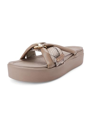 Image of ELLE Women Textured Platform heel sandal with Chain Detail