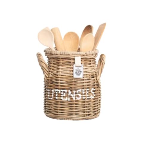 Maine Furniture Co. Utensil Basket, Rattan, 16x16x20 cm Cover
