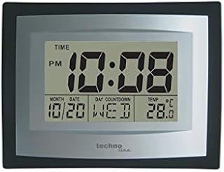 Technotrade Technoline WS 8004-Wall Clock, Silver/Black