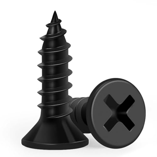 Image of Wood Screws 1 /2 Inch, FIXLINK Premium Flat Head Phillips Black Wood Screws 135 PCS, Self Tapping Electrophoresis Used in Indoor Furniture, Woodworking (#6 x 1 /2 inch)